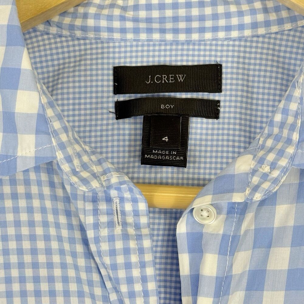 J. Crew Shirt Womens 4 Boy Blue White Gingham Prairie Button Up Garden Farmcore - Picture 4 of 8